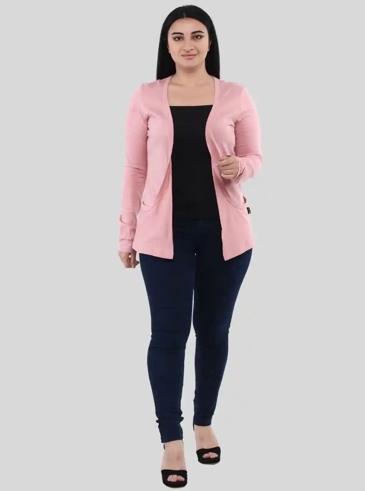 Women's Solid Pink Cotton Slub Shrug – Lightweight Layering Essential | Buy Online at  Boer and Fitch