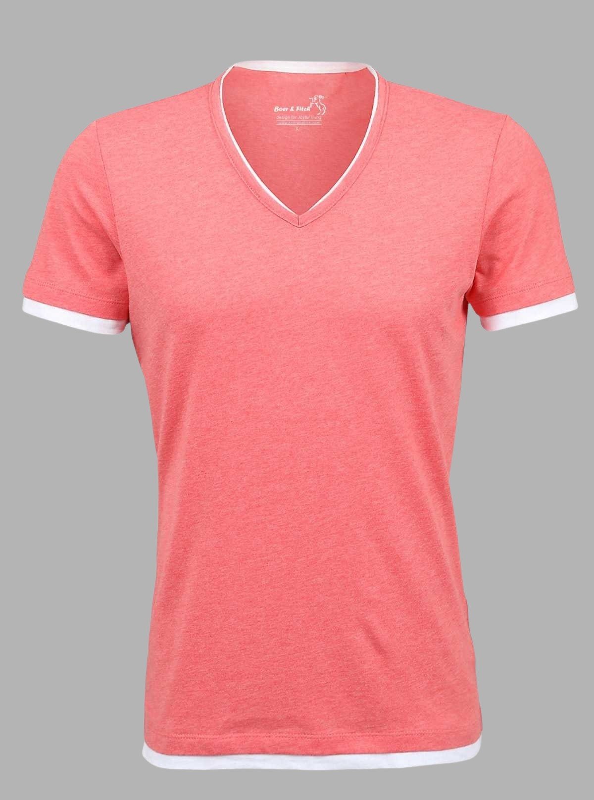 Pink V - Neck T-Shirt for Men – Stylish Casual Cotton Tee by Boer and Fitch - Boer and Fitch