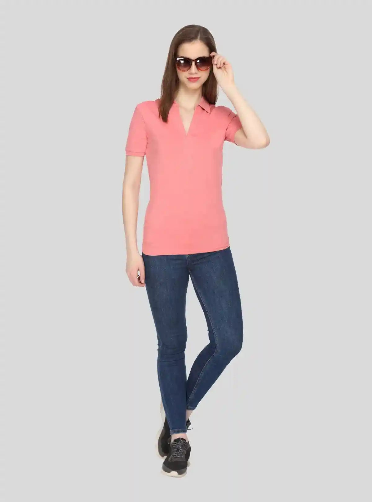 Women’s Pink Polo Collar Cotton Elastane Short Sleeve Top | Boer & Fitch | Buy Online at  Boer and Fitch