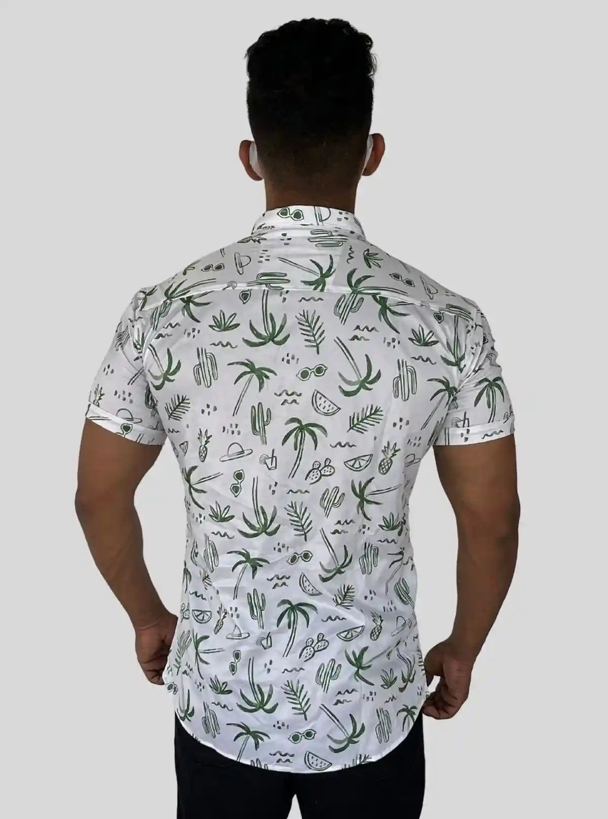 Men’s White Short Sleeve Shirt with Green Tree Print | Boer & Fitch | Buy Online at  Boer and Fitch