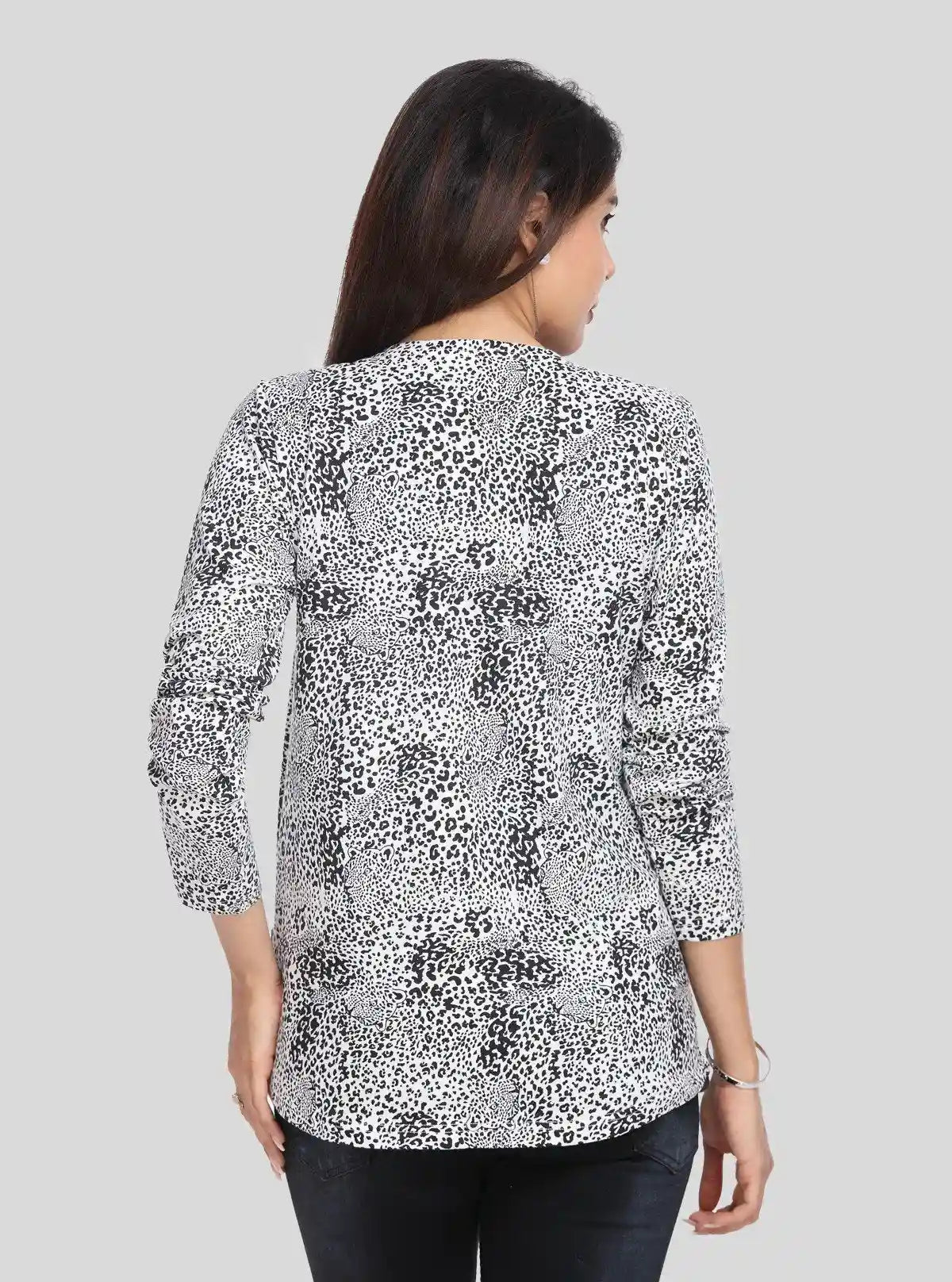 Women's White All Over Printed Cotton Shrug with Solid Black Inner | Buy Online at  Boer and Fitch