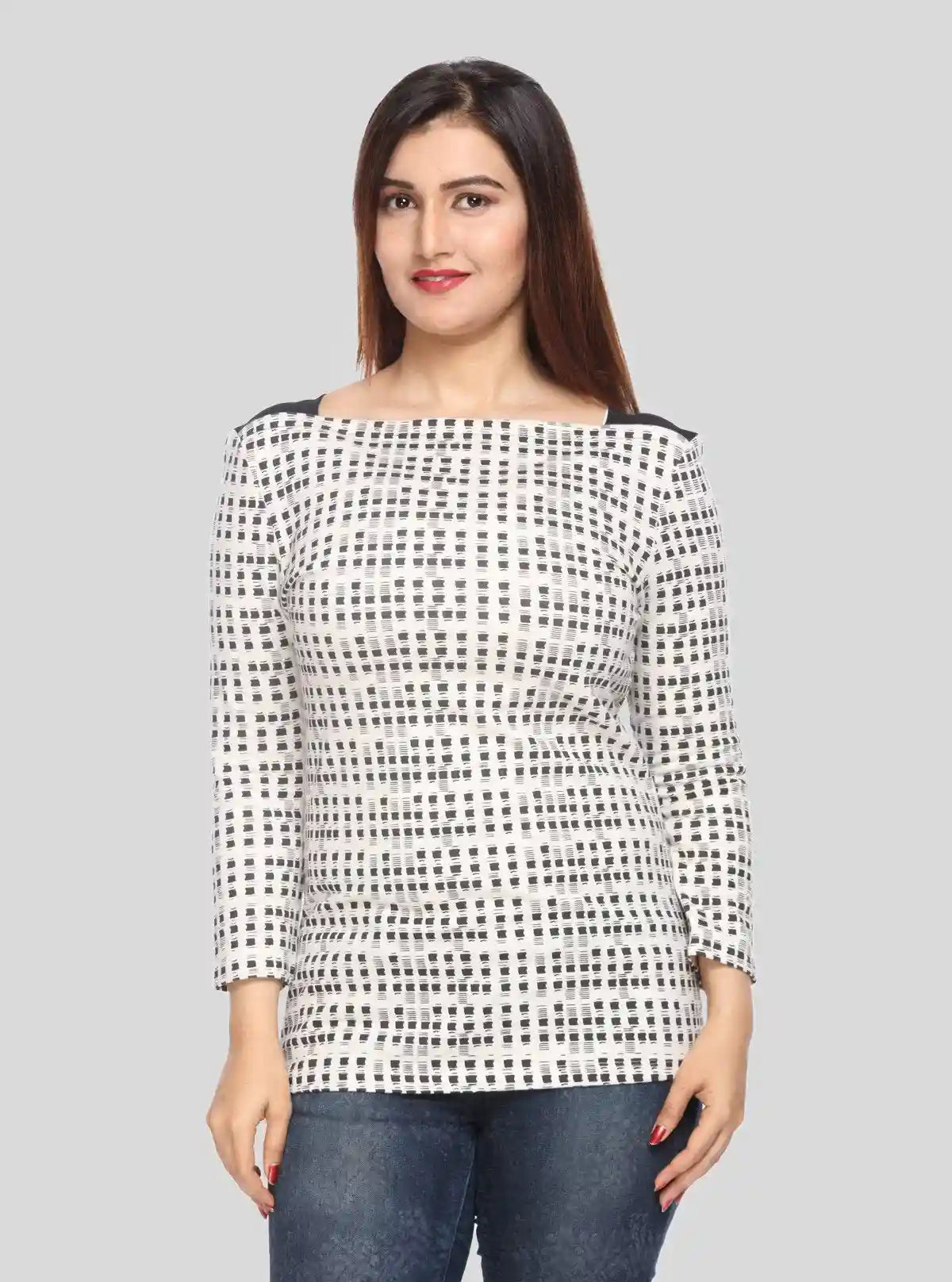 Women’s White Melange Symmetrical Square Dotted Top – Boer and Fitch | Buy Online at  Boer and Fitch