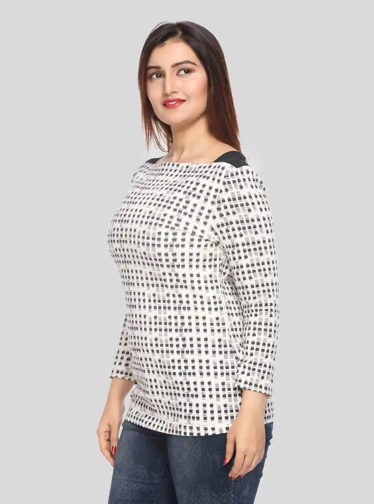 Women’s White Melange Symmetrical Square Dotted Top – Boer and Fitch | Buy Online at  Boer and Fitch