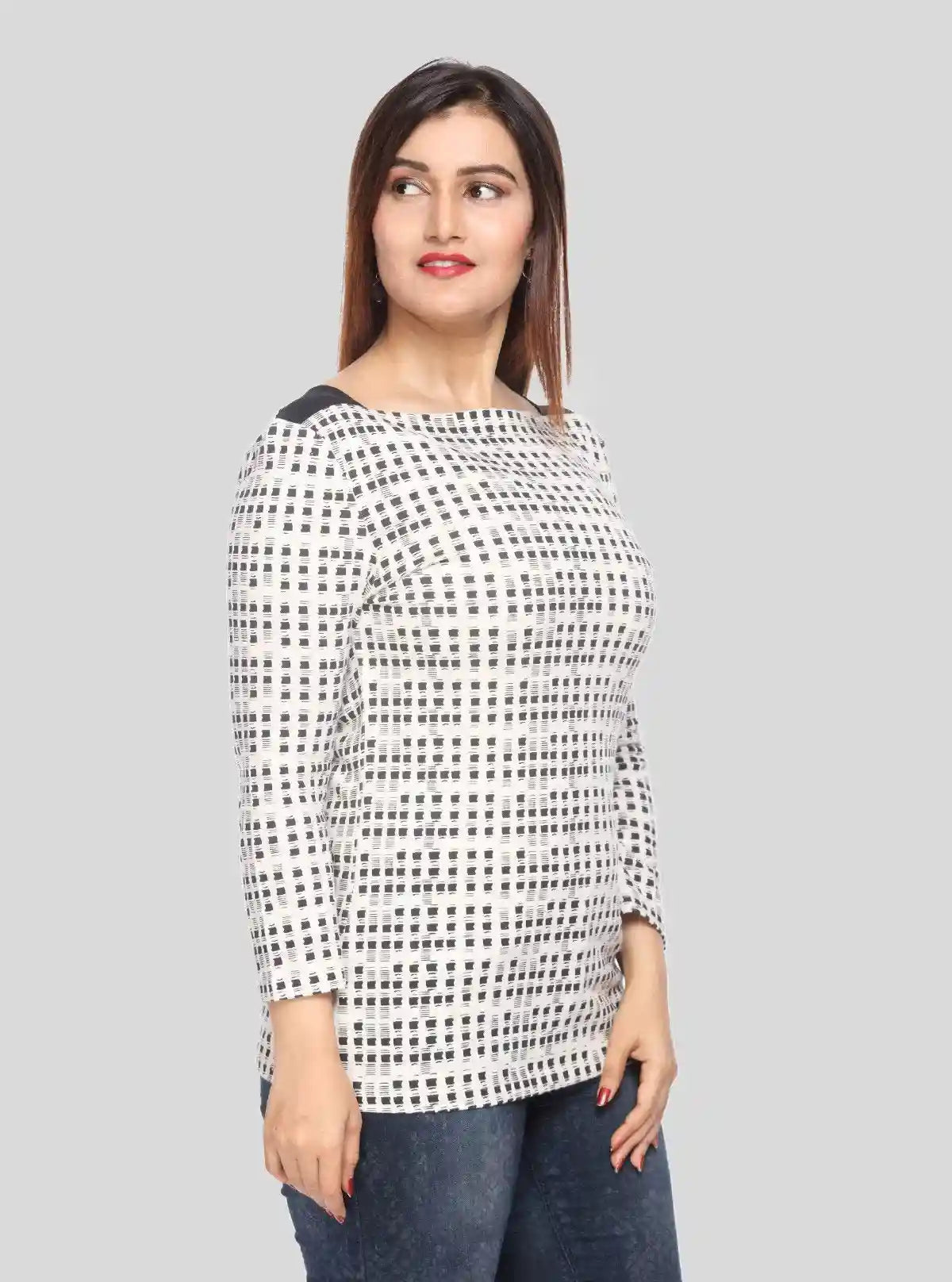 Women’s White Melange Symmetrical Square Dotted Top – Boer and Fitch | Buy Online at  Boer and Fitch