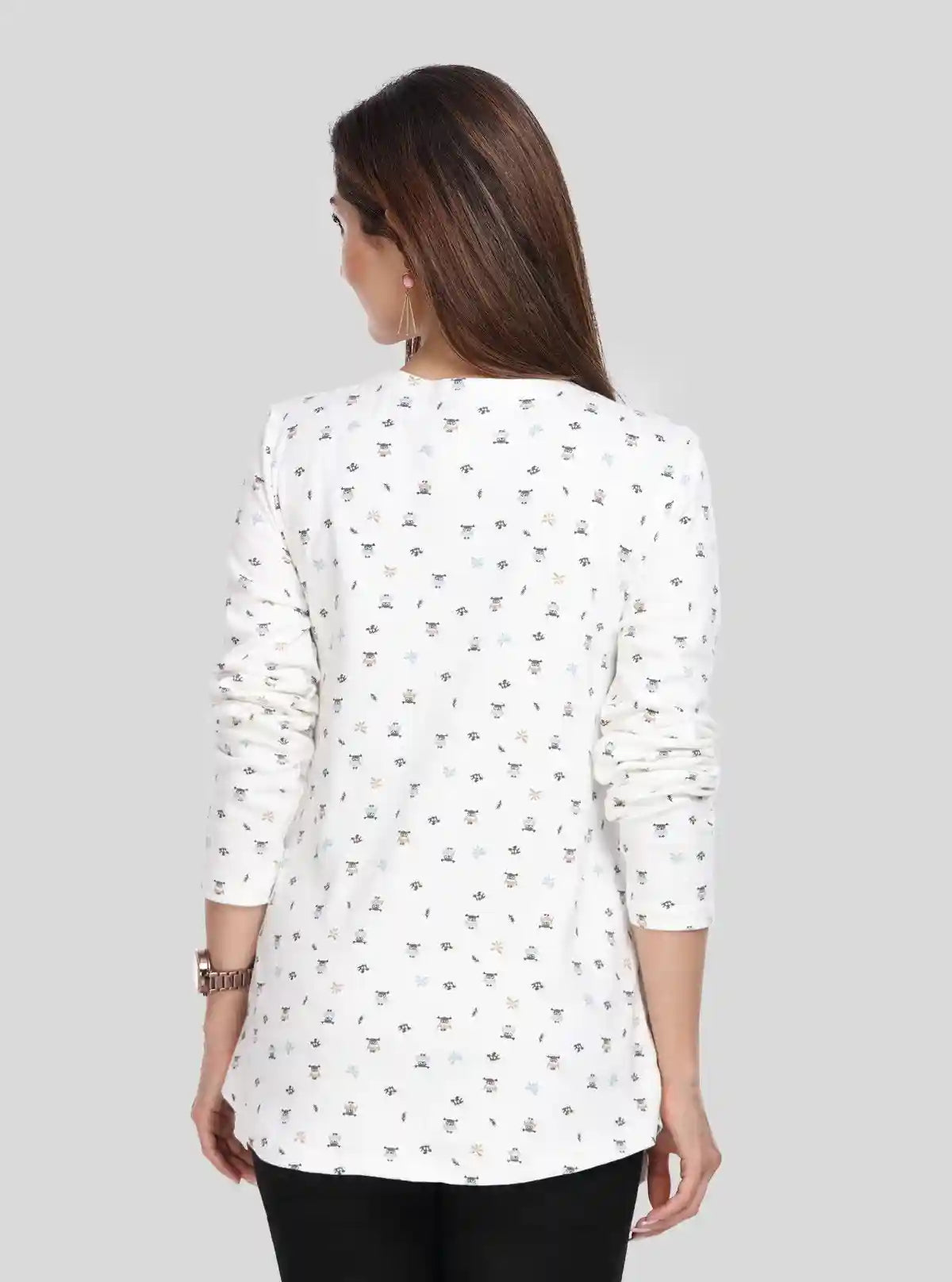 Women's White Printed Shrug with Chestnut Inner Top in 100% Cotton | Buy Online at  Boer and Fitch