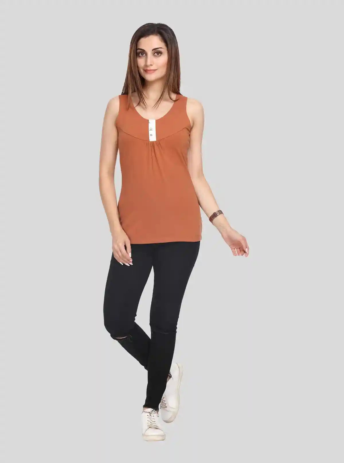 Women's White Printed Shrug with Chestnut Inner Top in 100% Cotton | Buy Online at  Boer and Fitch