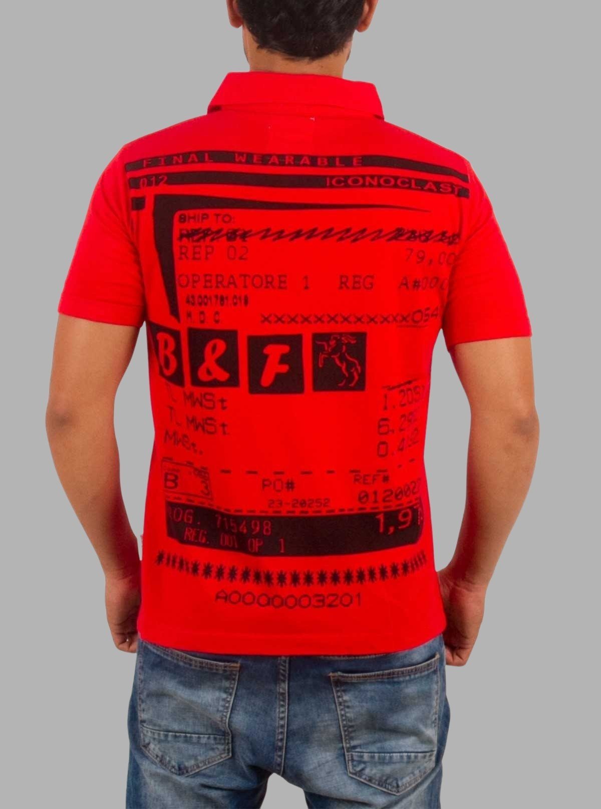 Printed Red Self Collar Polo T-Shirt for Men – Stylish Polo by Boer and Fitch - Boer and Fitch