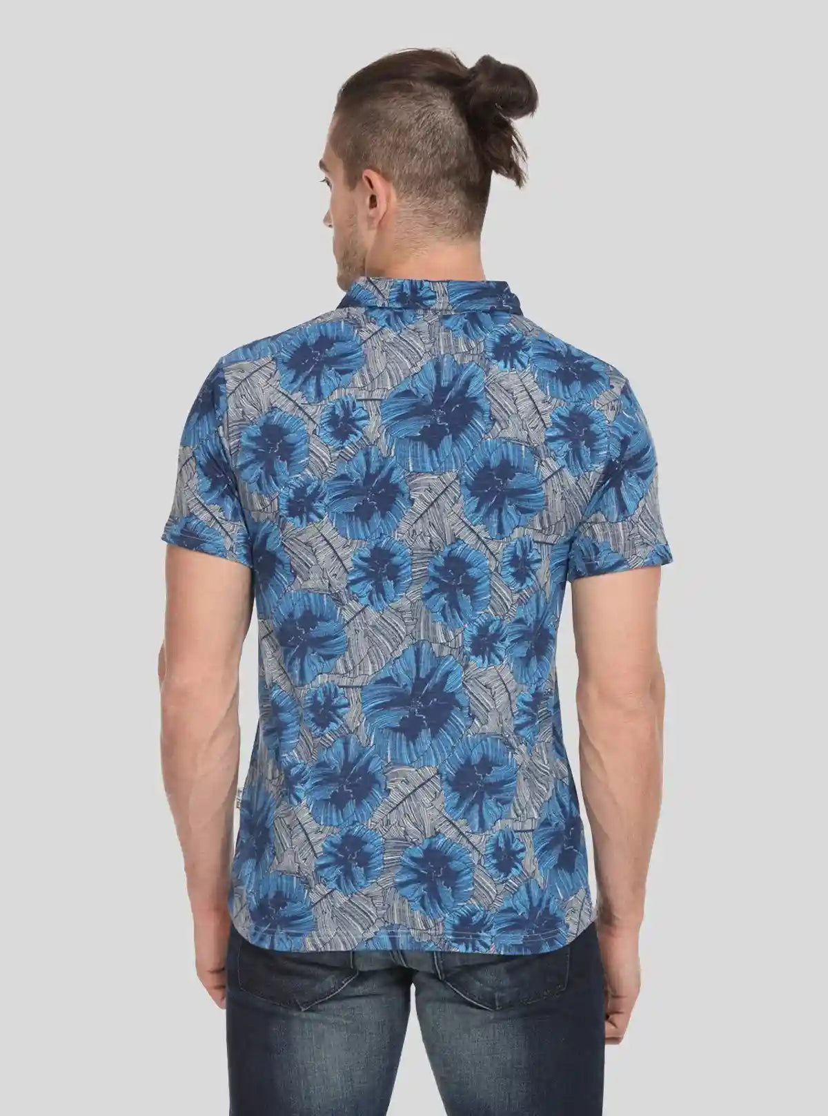 Men’s Blue Abstract Print Polo T-Shirt with Patch Pocket – Artistic & Modern Fit | Buy Online at  Boer and Fitch