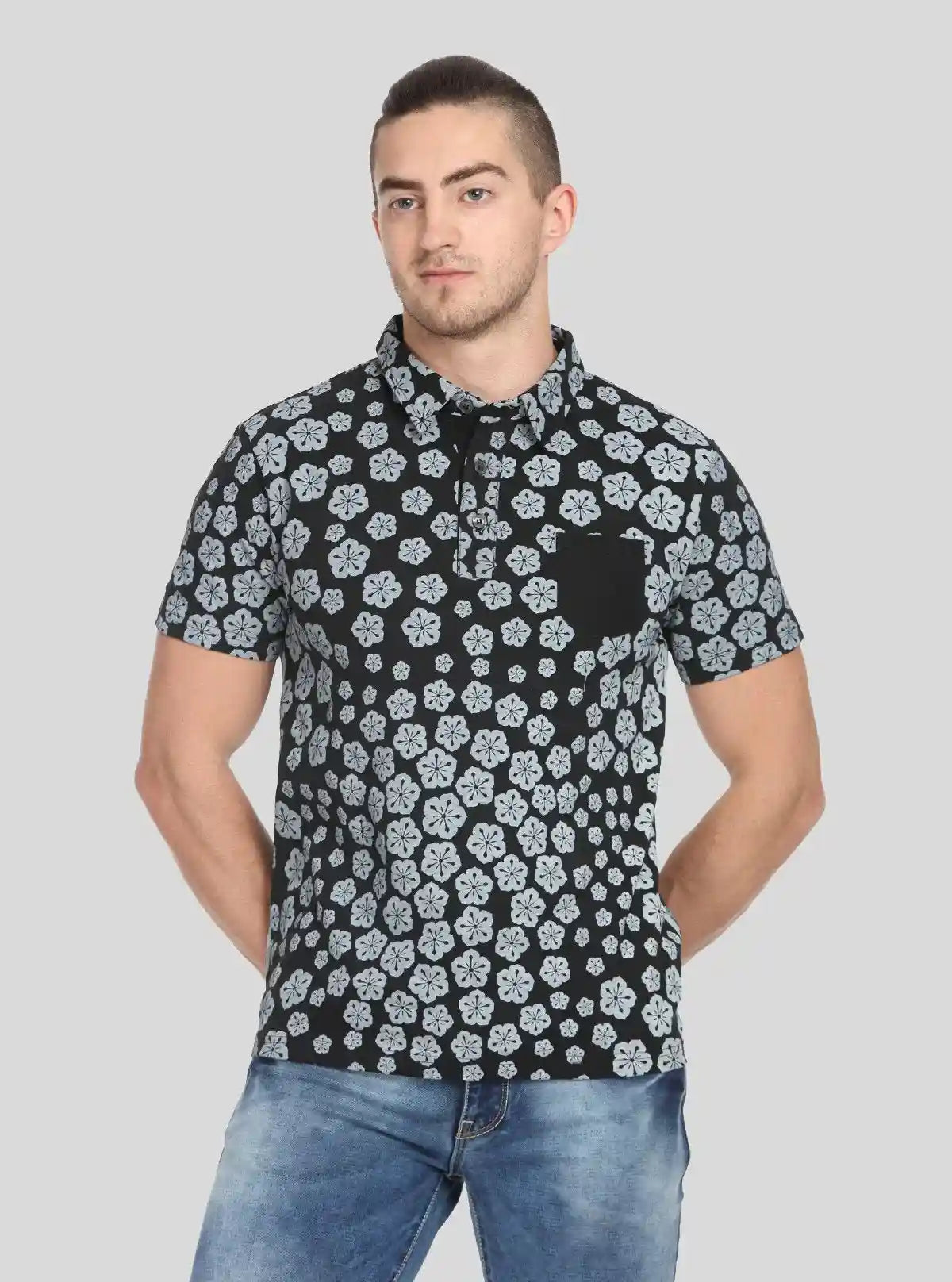 Men’s Floral Stamp Polo T-Shirt  – Stylish, Fresh & Versatile | Buy Online at  Boer and Fitch