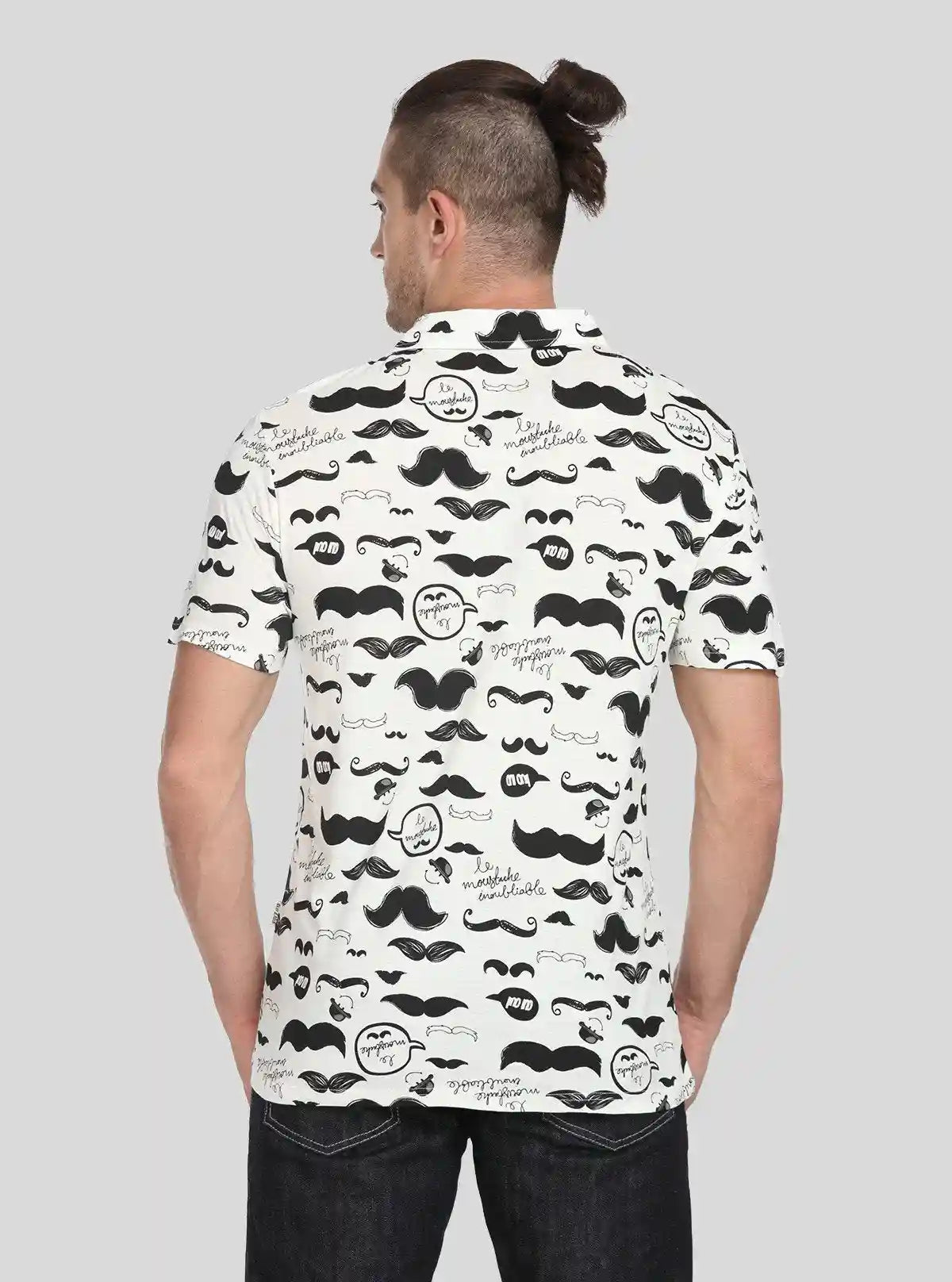 Men’s Mustache Print Polo T-Shirt – Fun, Trendy & Breathable Casualwear | Buy Online at  Boer and Fitch