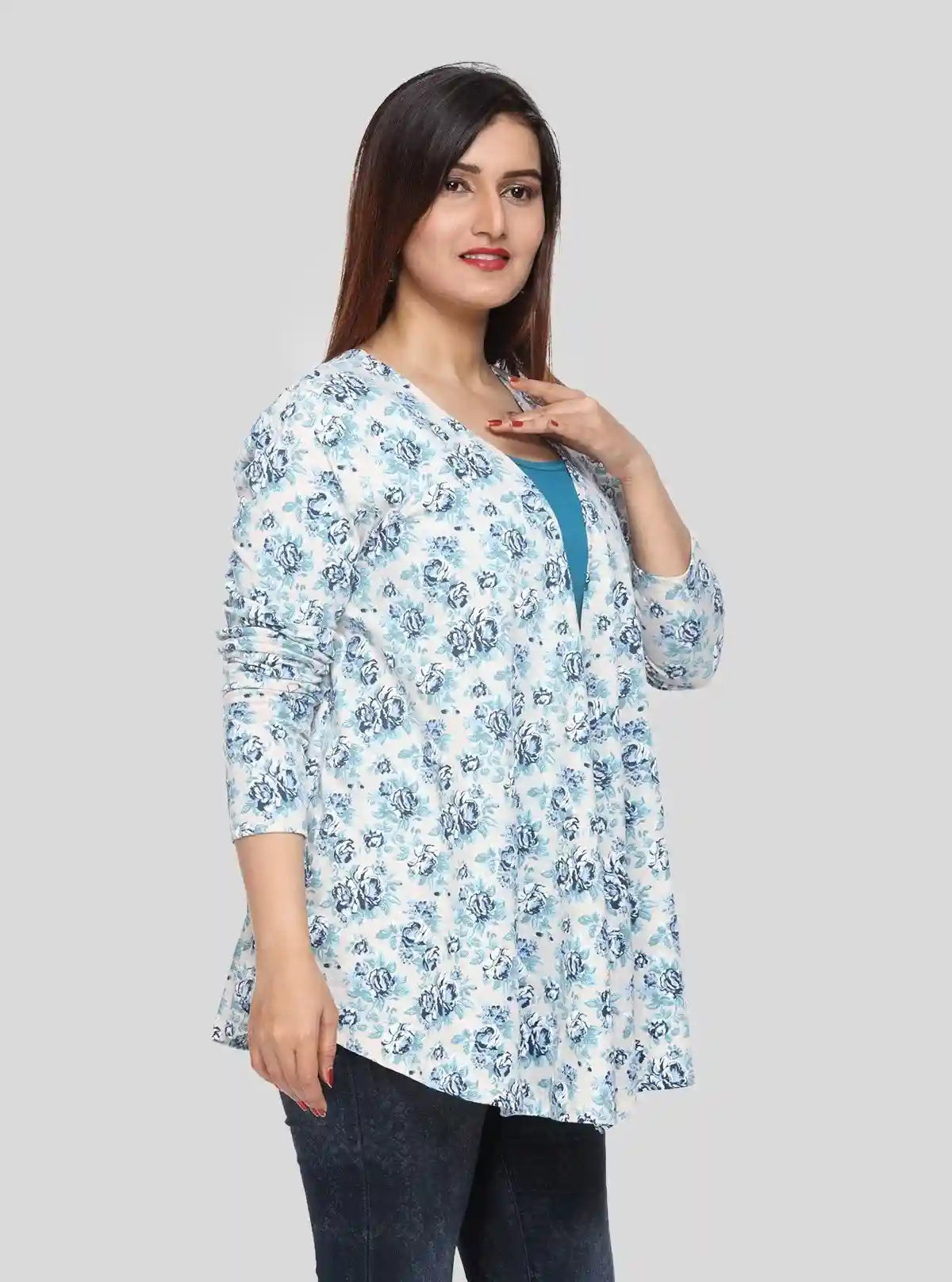 Women's 100% Cotton Blue Floral Cardigan - Boer & Fitch | Buy Online at  Boer and Fitch