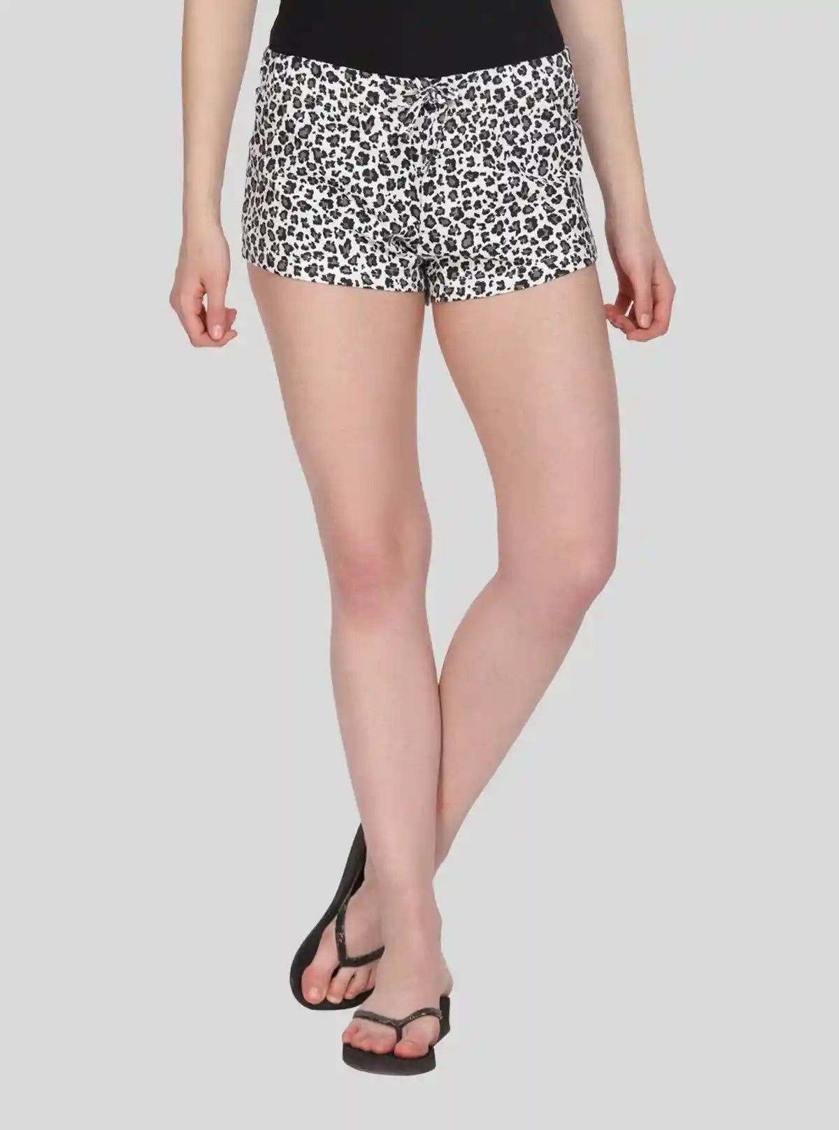 Women’s Black All-Over Printed Cotton Jersey Shorts – Stylish & Comfortable | Boer and Fitch | Buy Online at  Boer and Fitch