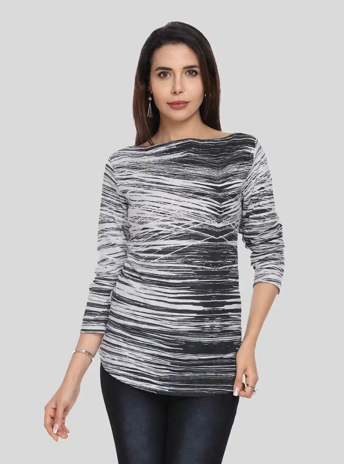 Women's Black and Grey Graphic Print Top – Bold & Artistic Style by Boer & Fitch | Buy Online at  Boer and Fitch
