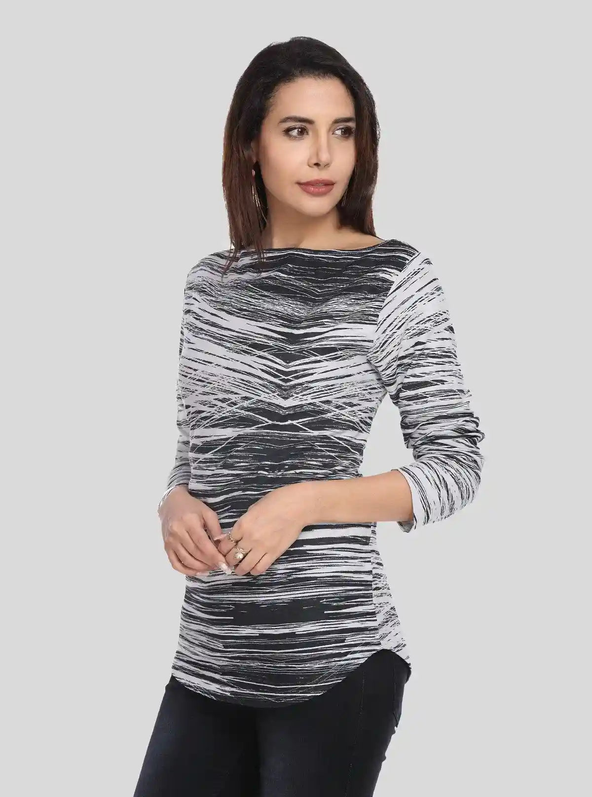Women's Black and Grey Graphic Print Top – Bold & Artistic Style by Boer & Fitch | Buy Online at  Boer and Fitch