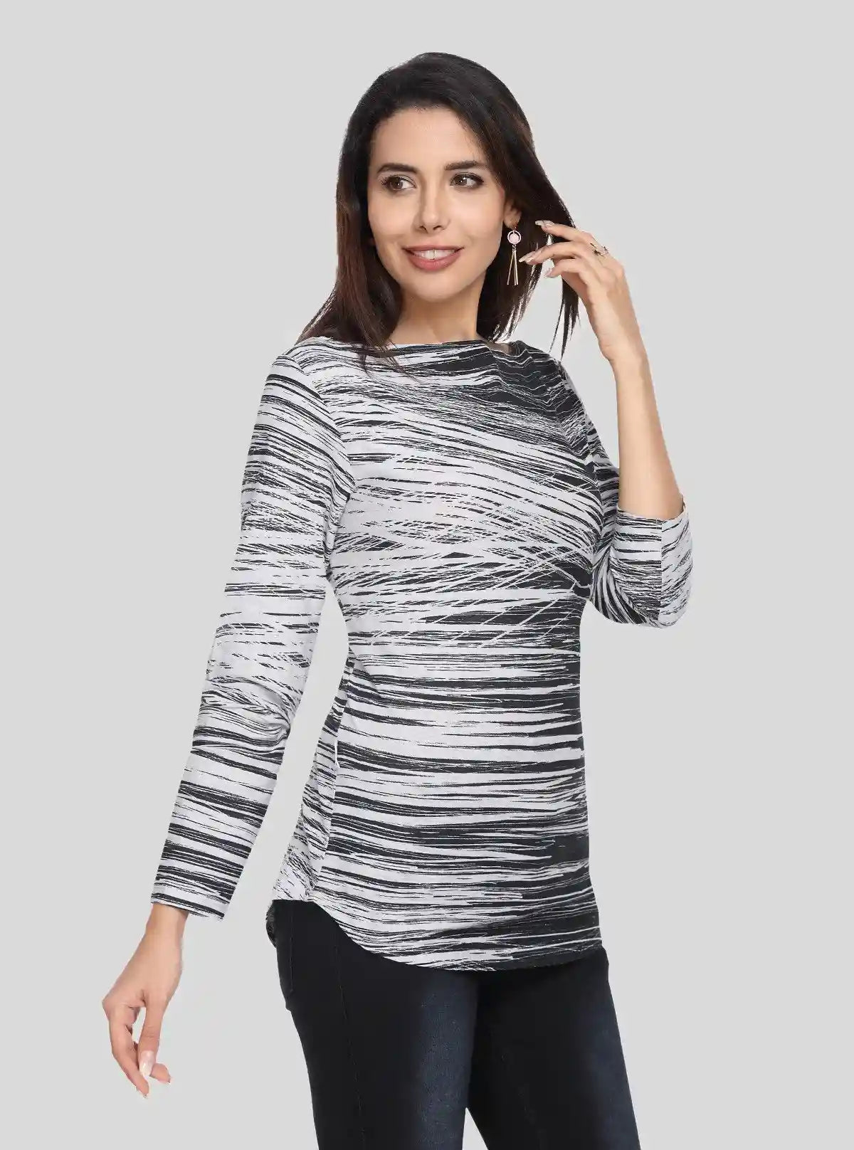 Women's Black and Grey Graphic Print Top – Bold & Artistic Style by Boer & Fitch | Buy Online at  Boer and Fitch