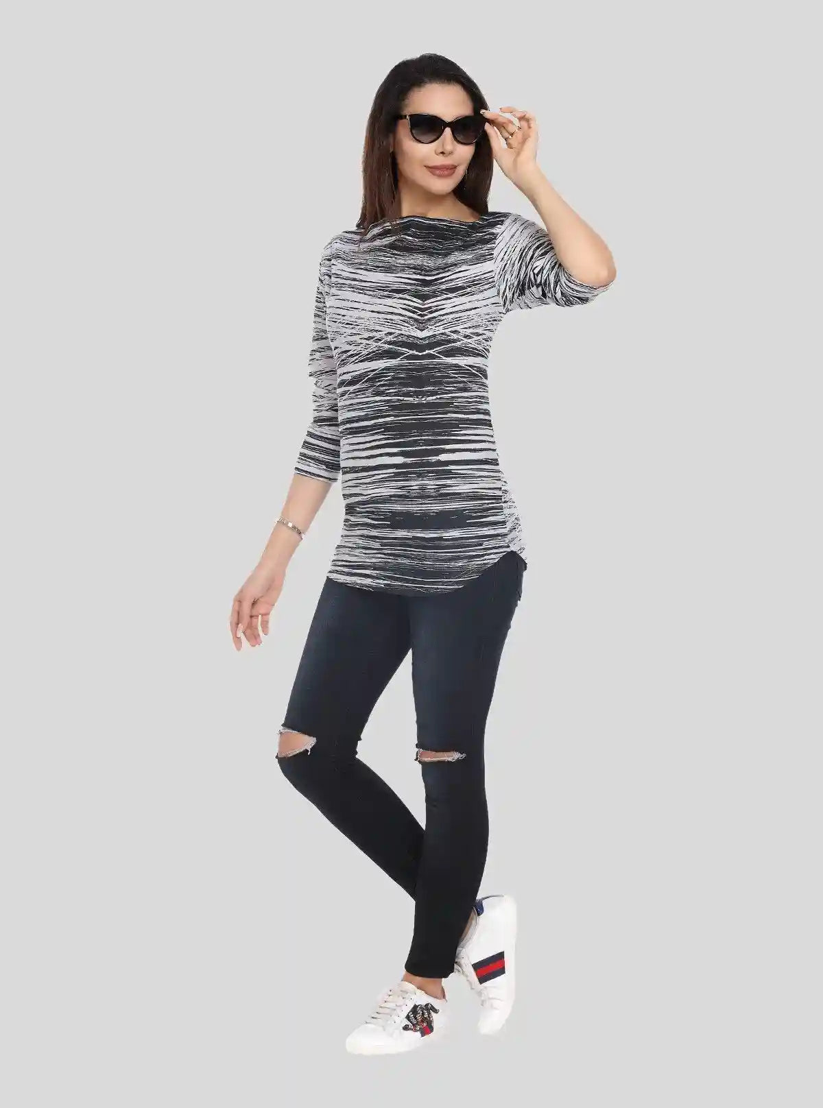 Women's Black and Grey Graphic Print Top – Bold & Artistic Style by Boer & Fitch | Buy Online at  Boer and Fitch