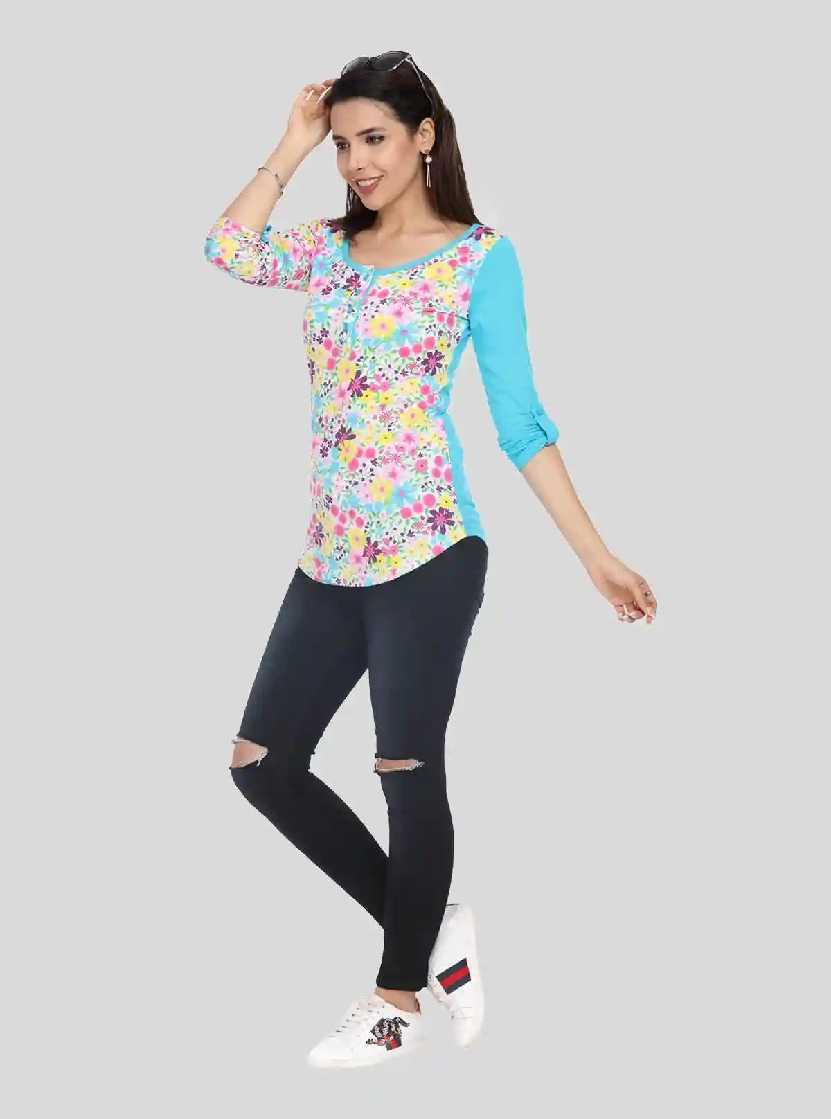 Women's Blue Floral Top – Fresh, Feminine & Elegant by Boer & Fitch | Buy Online at  Boer and Fitch