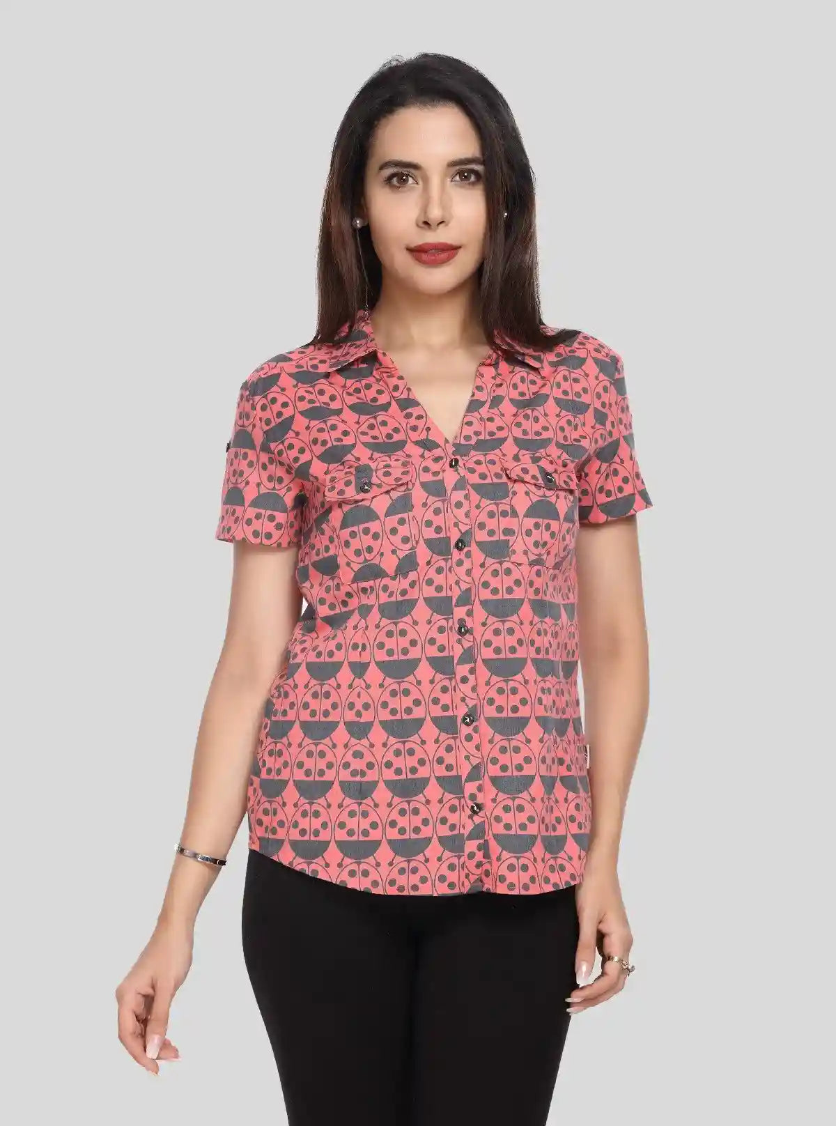 Women’s Bug Print Short Sleeve Cotton Shirt – Quirky & Cool | Buy Online at  Boer and Fitch
