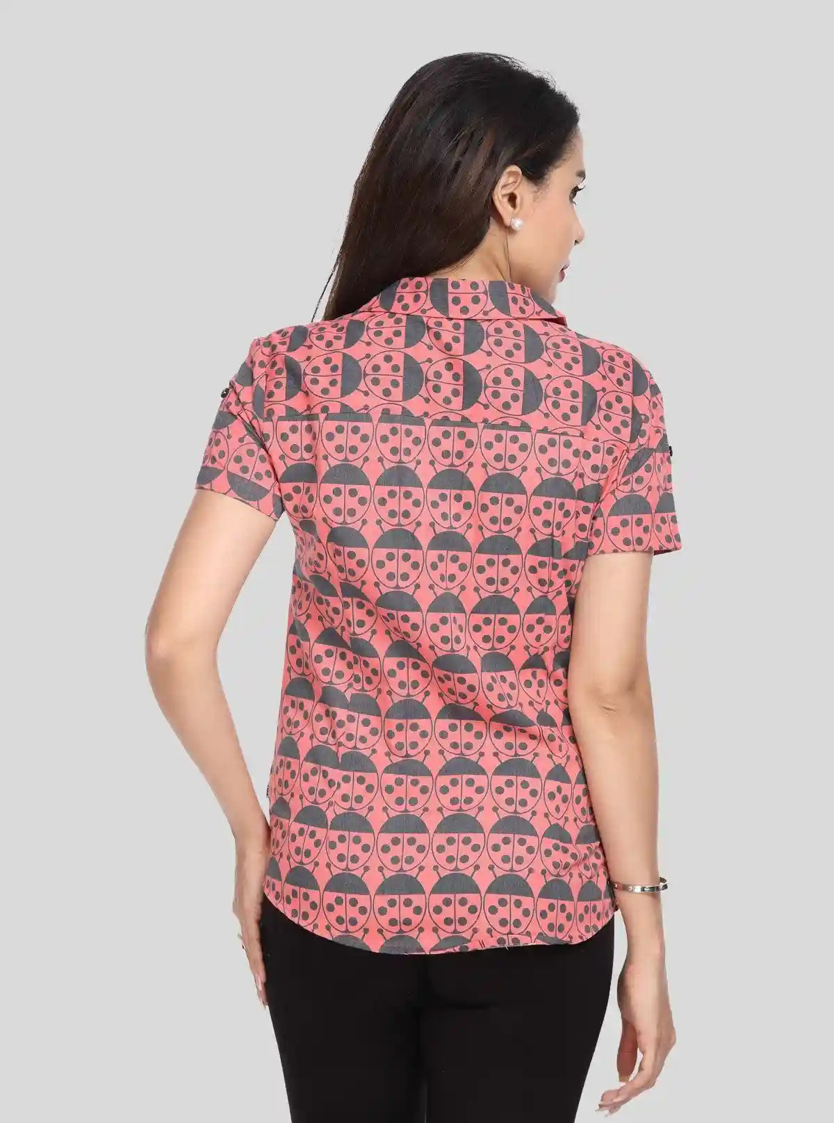 Women’s Bug Print Short Sleeve Cotton Shirt – Quirky & Cool | Buy Online at  Boer and Fitch