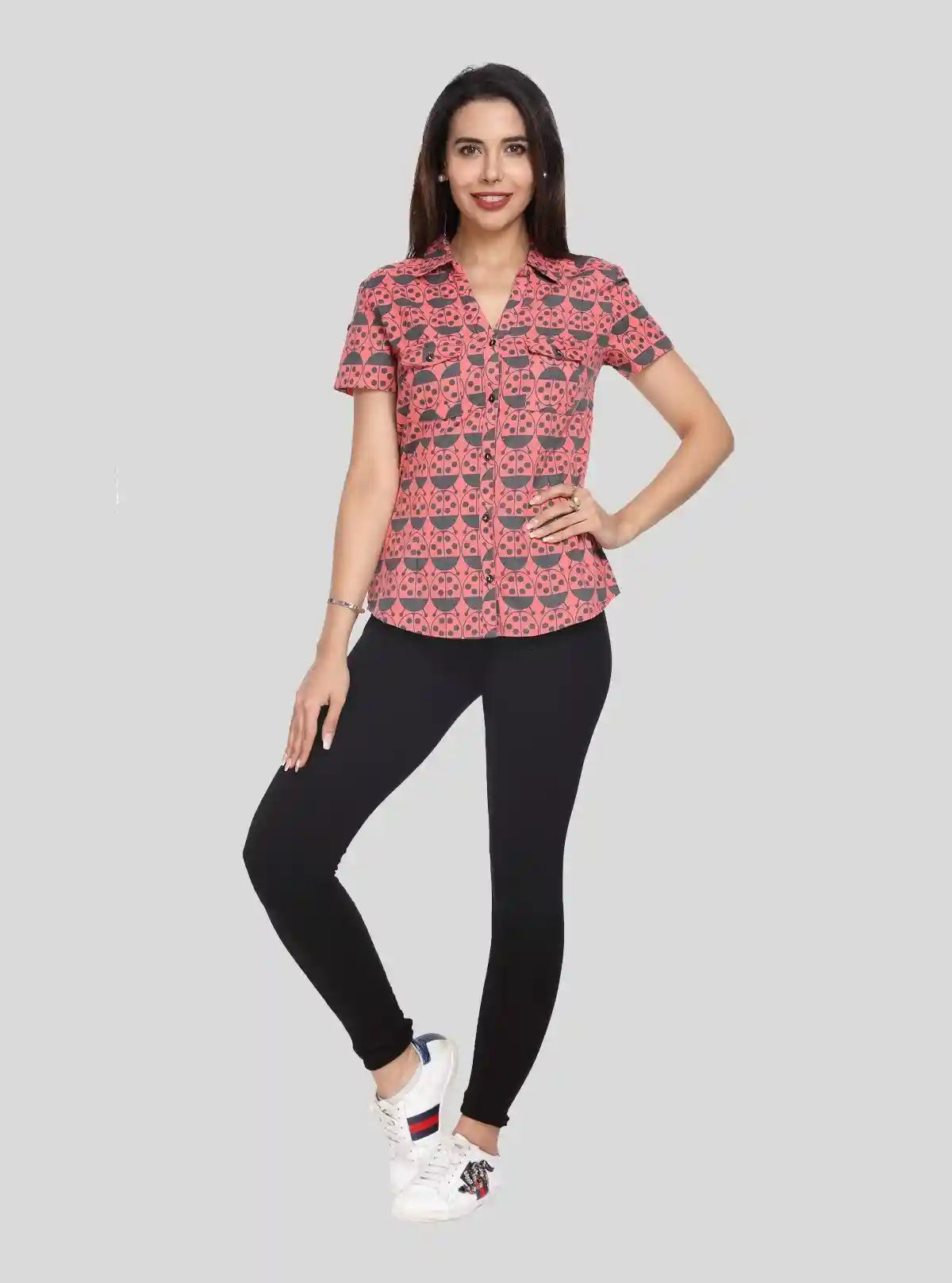 Women’s Bug Print Short Sleeve Cotton Shirt – Quirky & Cool | Buy Online at  Boer and Fitch