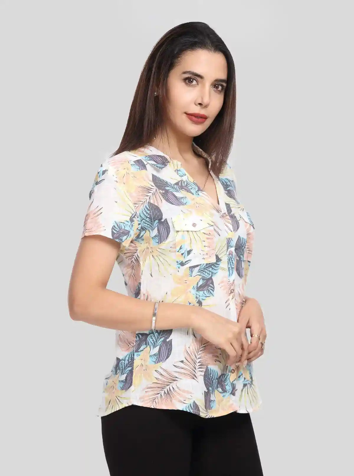 Women’s Cream Floral Print Short Sleeve Cotton Shirt – Boer and Fitch | Buy Online at  Boer and Fitch
