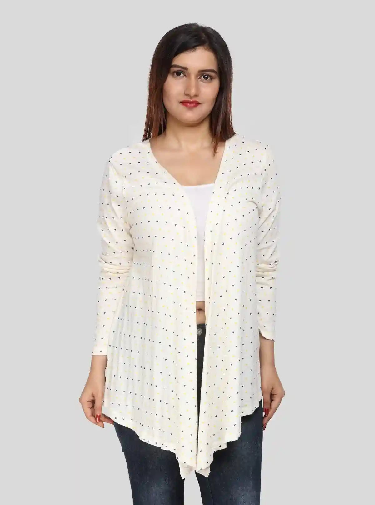 Women's Cream White Dotted Cotton Shrug – Lightweight Layer by Boer & Fitch | Buy Online at  Boer and Fitch