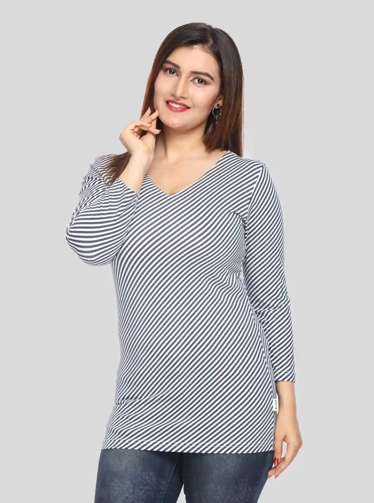 Women’s Cross Striped Printed Long Sleeve Cotton Jersey Top | Boer & Fitch | Buy Online at  Boer and Fitch