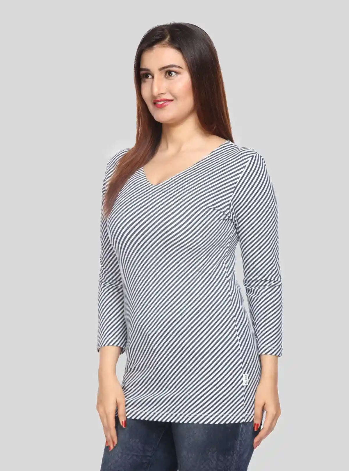 Women’s Cross Striped Printed Long Sleeve Cotton Jersey Top | Boer & Fitch | Buy Online at  Boer and Fitch