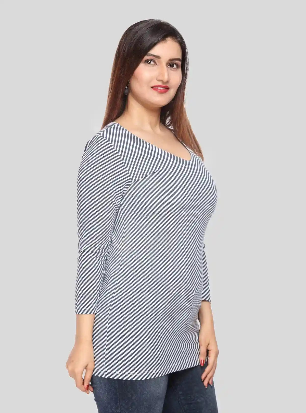 Women’s Cross Striped Printed Long Sleeve Cotton Jersey Top | Boer & Fitch | Buy Online at  Boer and Fitch