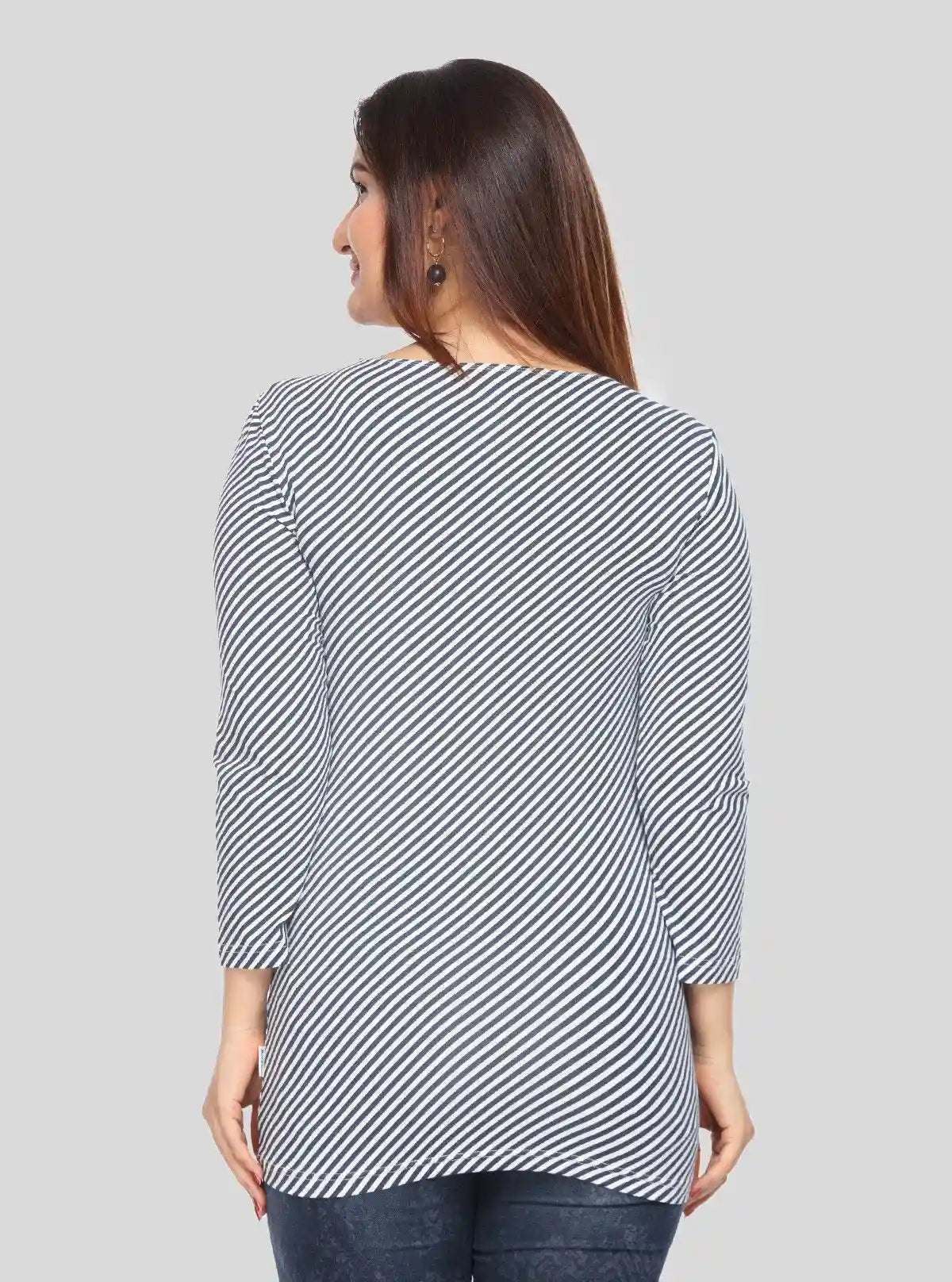 Women’s Cross Striped Printed Long Sleeve Cotton Jersey Top | Boer & Fitch | Buy Online at  Boer and Fitch