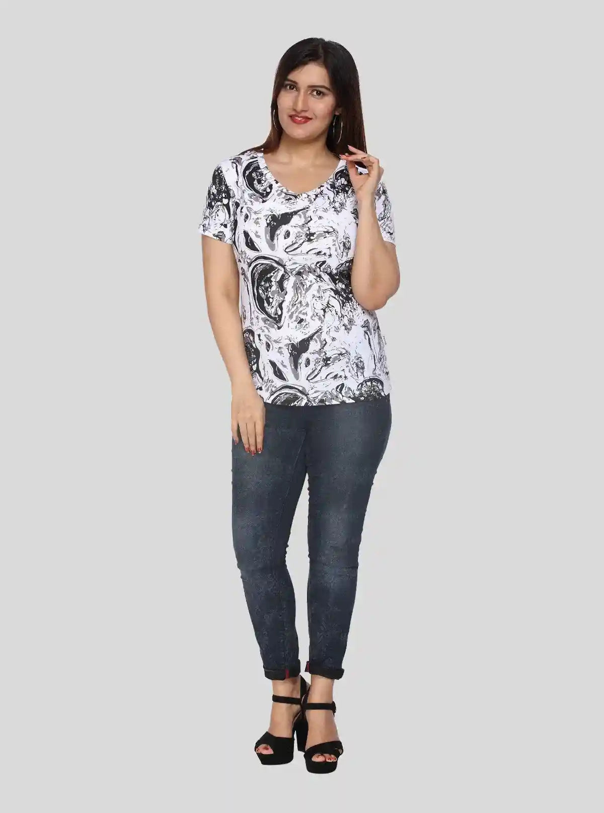Women’s Distress Printed Cotton Jersey Top – Trendy Casual Wear by Boer and Fitch | Buy Online at  Boer and Fitch