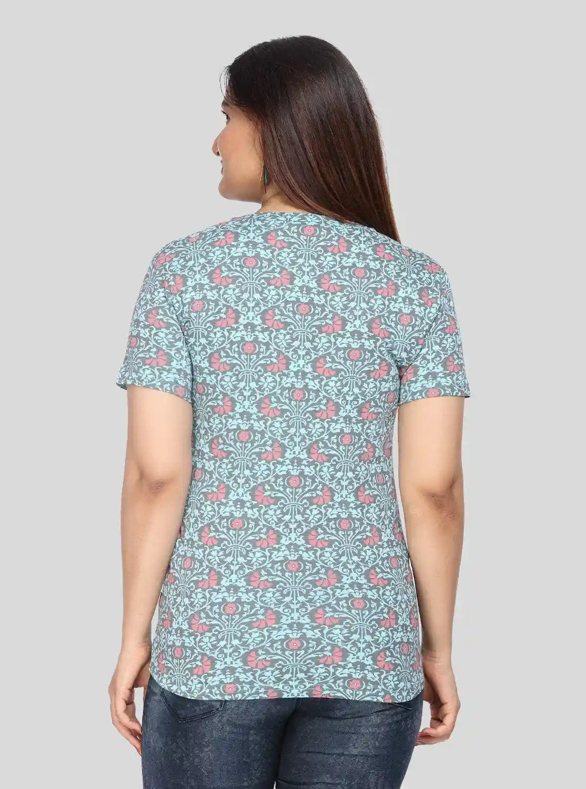 Women’s Green Printed V-Neck Cotton T-Shirt – Boer and Fitch | Buy Online at  Boer and Fitch