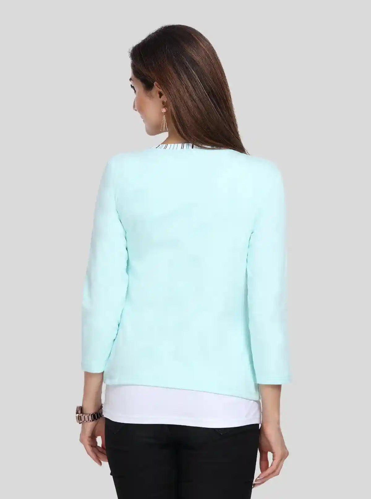 Women's Mint Green Cotton Shrug with Striped Inner Top – Boer and Fitch | Buy Online at  Boer and Fitch