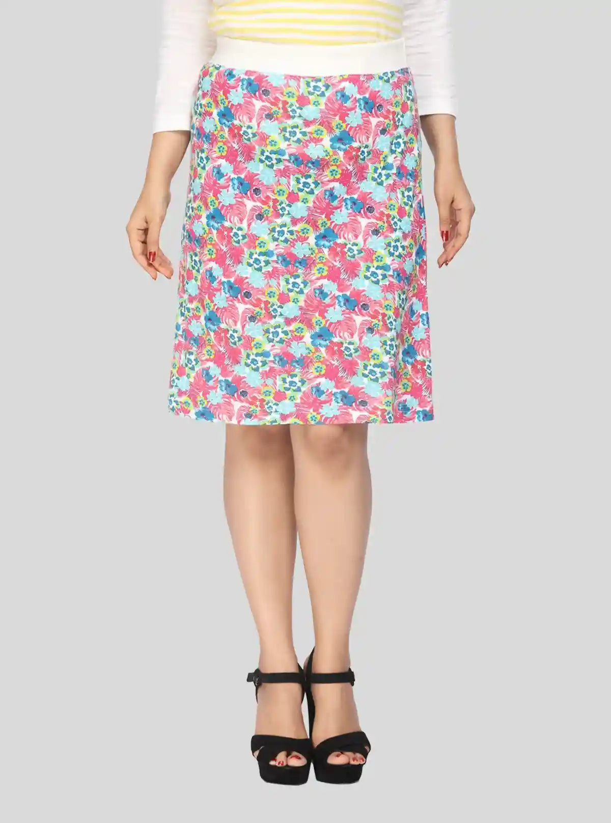 Women's Multi-Color Floral Cotton Jersey Skirt – Vibrant & Comfy | Buy Online at  Boer and Fitch