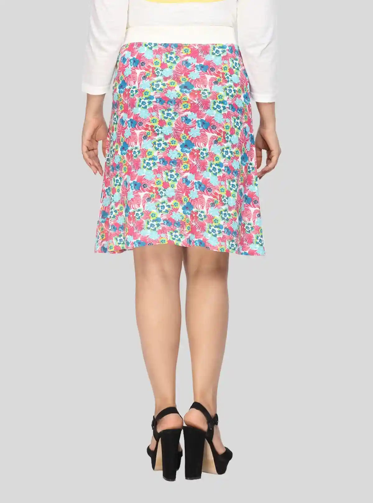 Women's Multi-Color Floral Cotton Jersey Skirt – Vibrant & Comfy | Buy Online at  Boer and Fitch