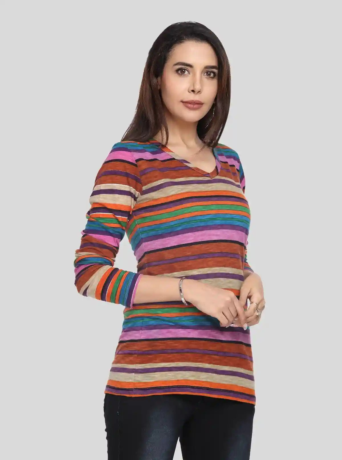 Women's Multi-Colour V-Neck Top – Vibrant & Stylish Everyday Wear by Boer & Fitch | Buy Online at  Boer and Fitch