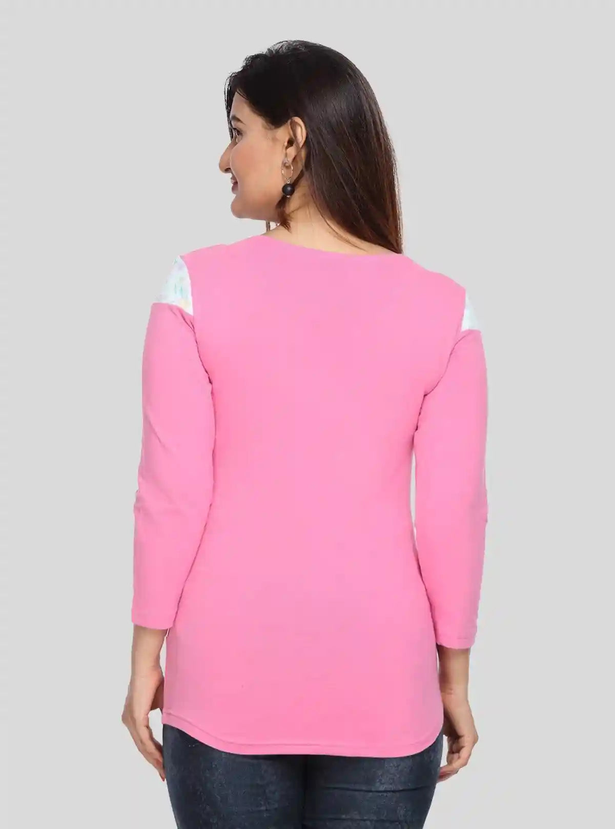 Women's Pink Scoop Neck Creepy Floral Panel Top – Cotton Jersey Knit | Buy Online at  Boer and Fitch