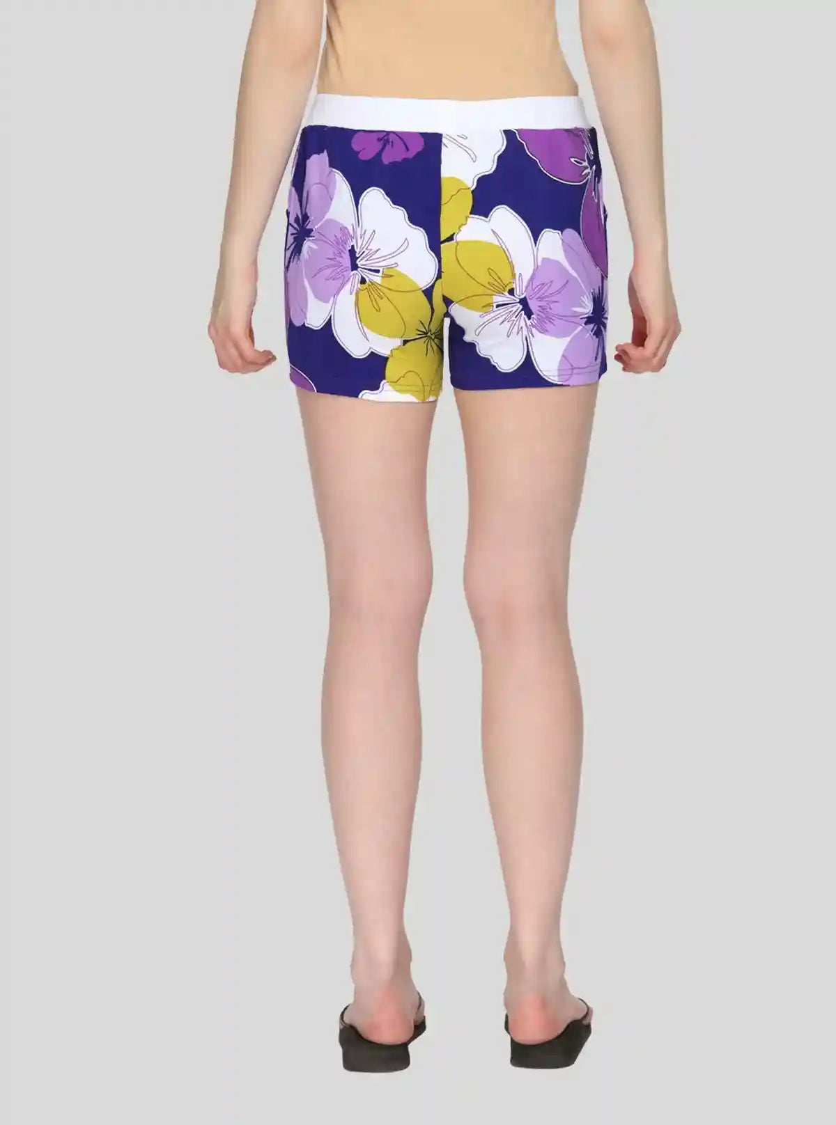Women’s Purple Floral Cotton Woven Knit Shorts – Soft, Breezy & Stylish Fit | Buy Online at  Boer and Fitch