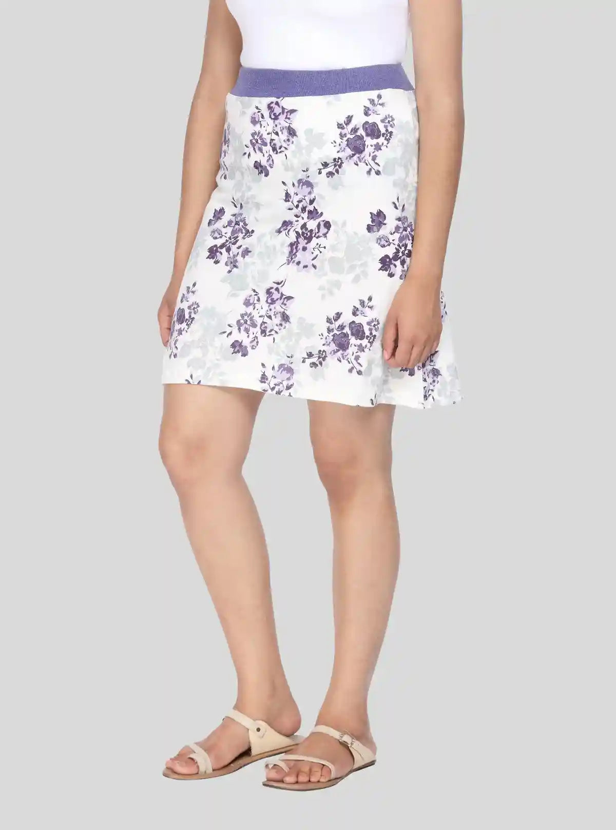 Women's Purple Floral Print Cotton Jersey Skirt – Elegant & Breezy | Buy Online at  Boer and Fitch