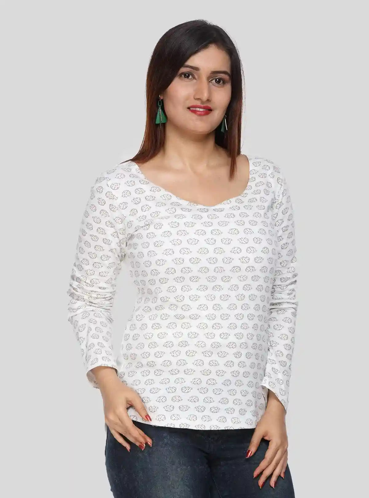 Women's Scoop Neck Sheep Print Cotton Jersey Long Sleeve Top | Buy Online at  Boer and Fitch