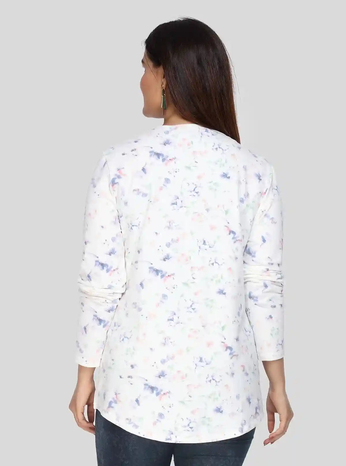 Women's White Cotton Shrug with All Over Blue Print – 100% Cotton | Buy Online at  Boer and Fitch