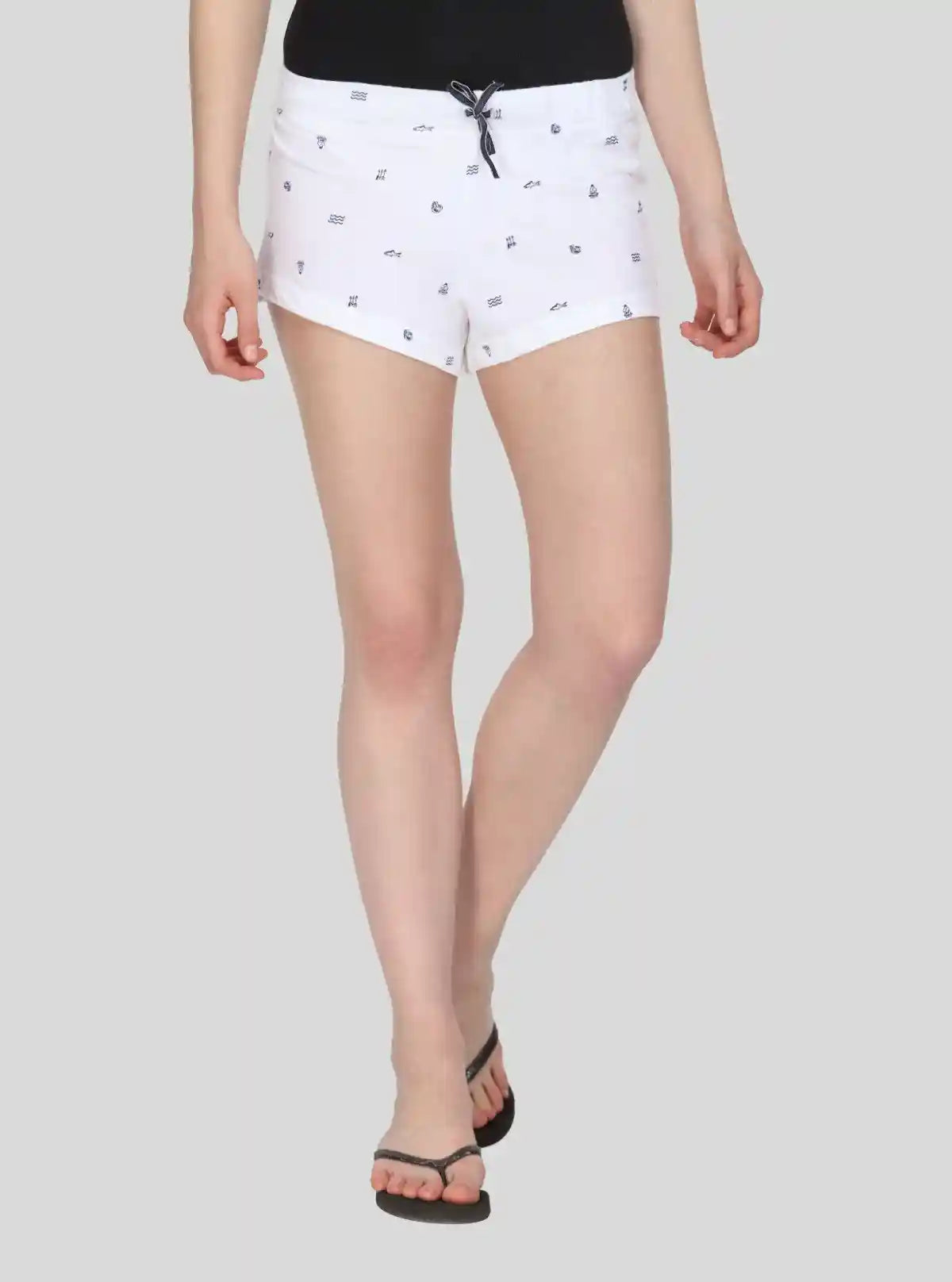 Women’s White Graphic Cotton Jersey Shorts – Comfy, Trendy & Breathable Fit | Buy Online at  Boer and Fitch