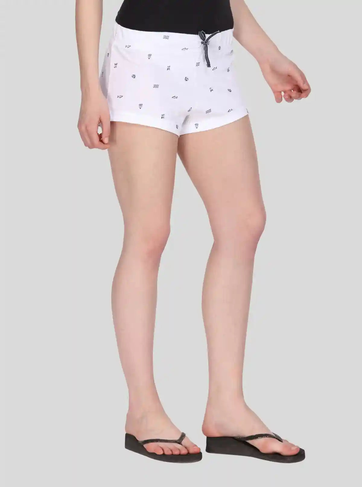 Women’s White Graphic Cotton Jersey Shorts – Comfy, Trendy & Breathable Fit | Buy Online at  Boer and Fitch