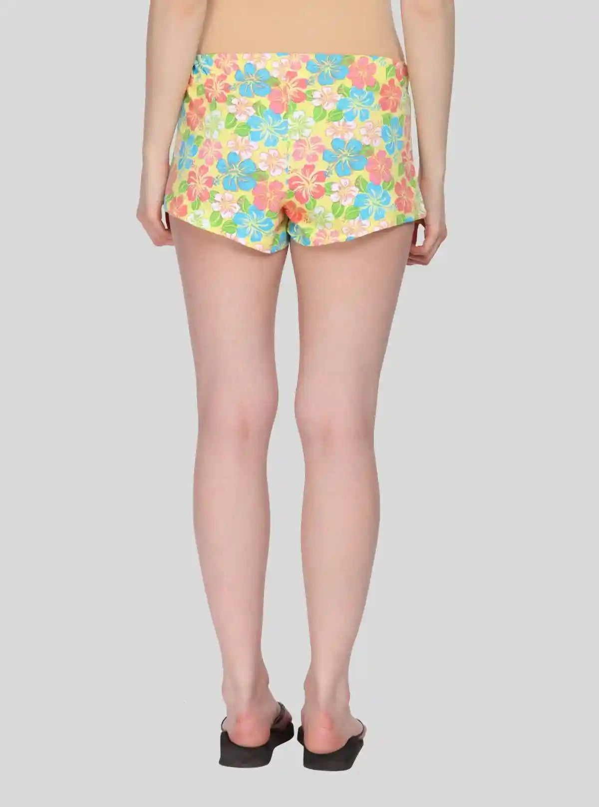 Women’s Yellow Floral Cotton Jersey Shorts – Soft, Stylish & Summer-Ready | Buy Online at  Boer and Fitch