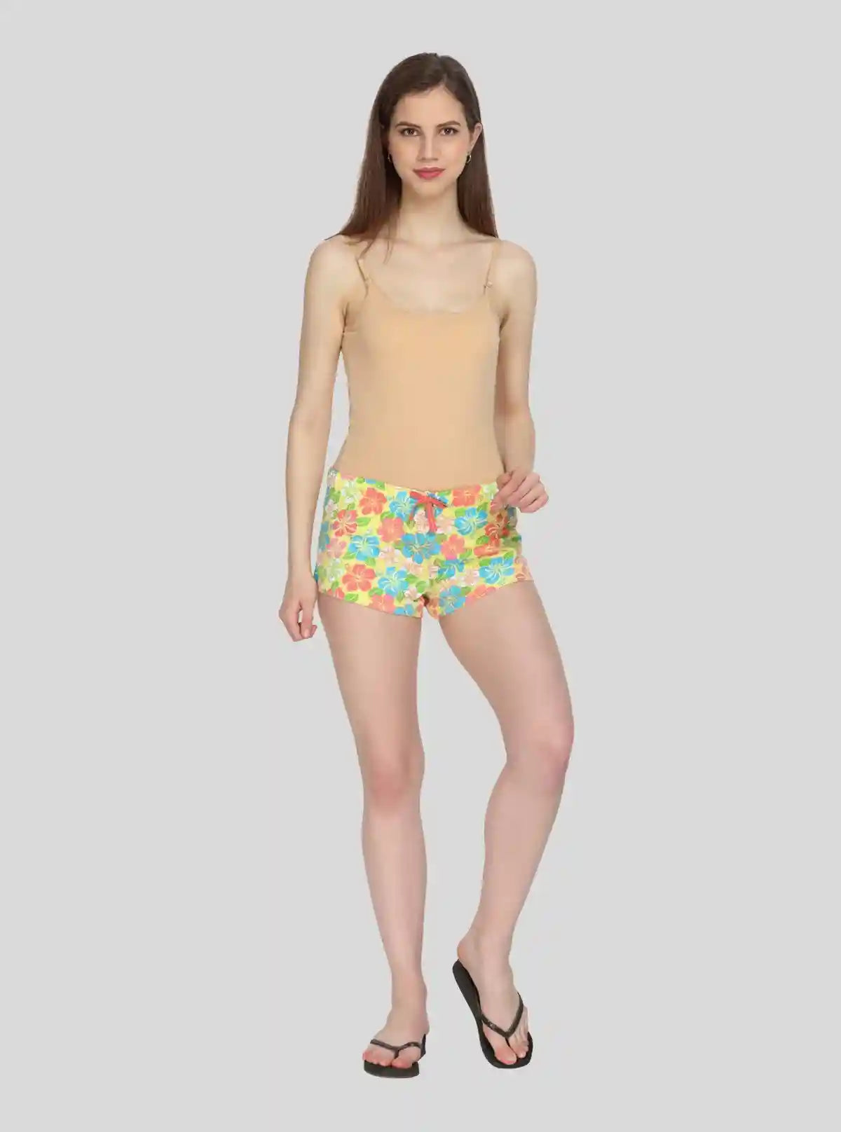 Women’s Yellow Floral Cotton Jersey Shorts – Soft, Stylish & Summer-Ready | Buy Online at  Boer and Fitch