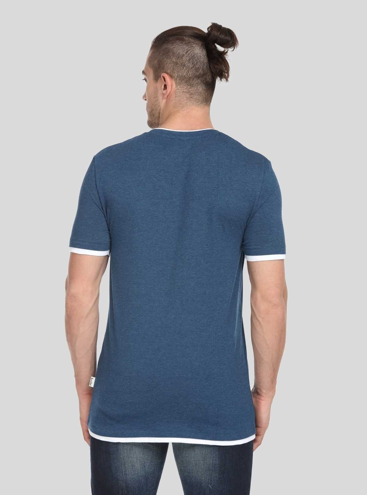 Printed V Neck Navy T Shirt - Boer and Fitch