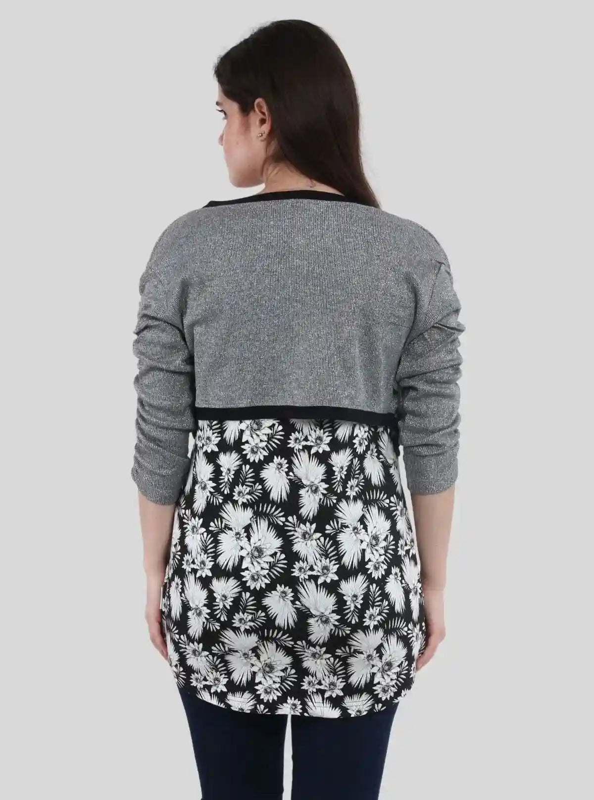 Women's Lurex Overcoat with Floral Printed Inner in Cotton Feather Fabric | Buy Online at  Boer and Fitch