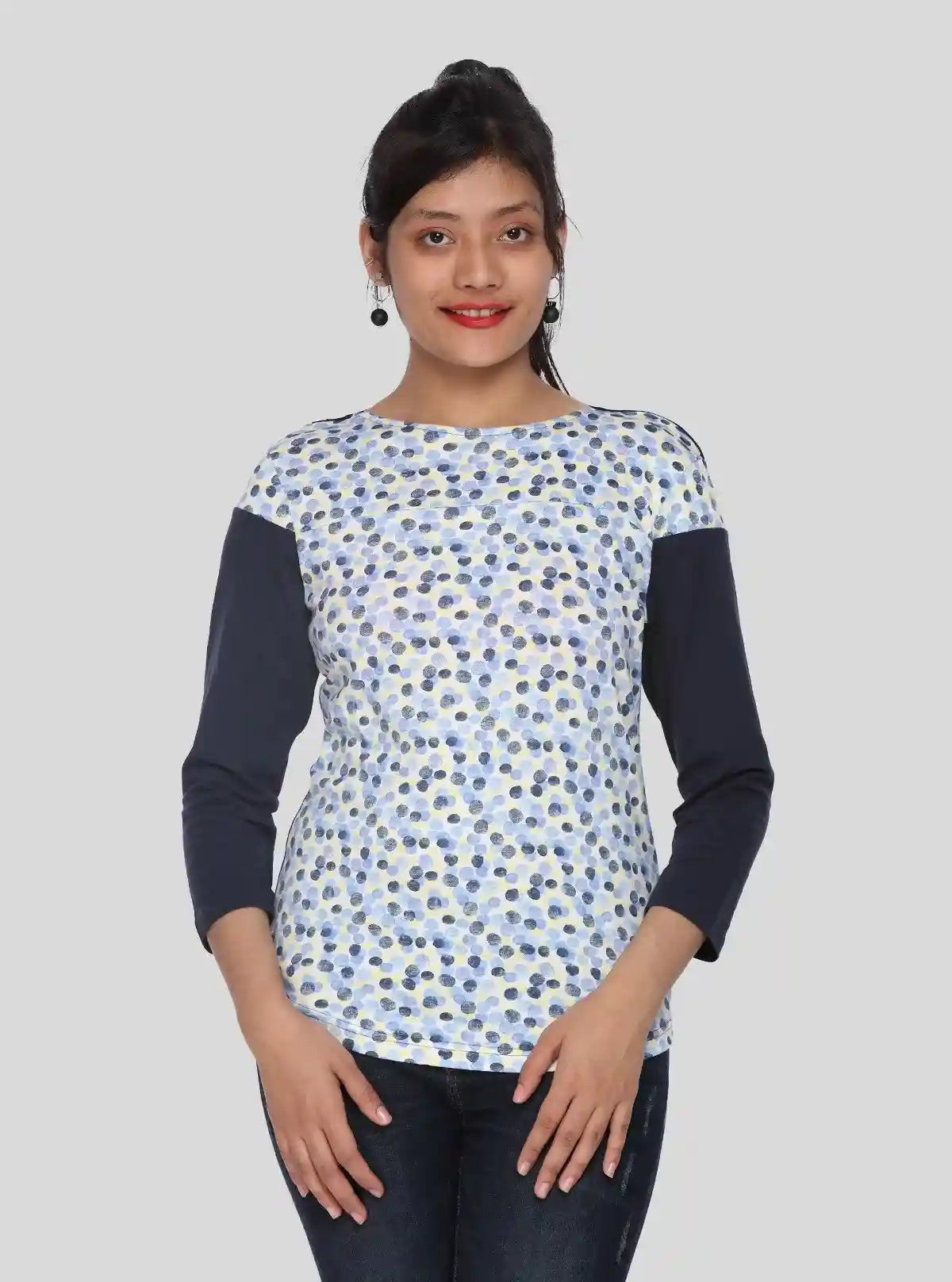 Women's Navy Graphic Print Long Sleeve Cotton Jersey Top | Boer & Fitch | Buy Online at  Boer and Fitch