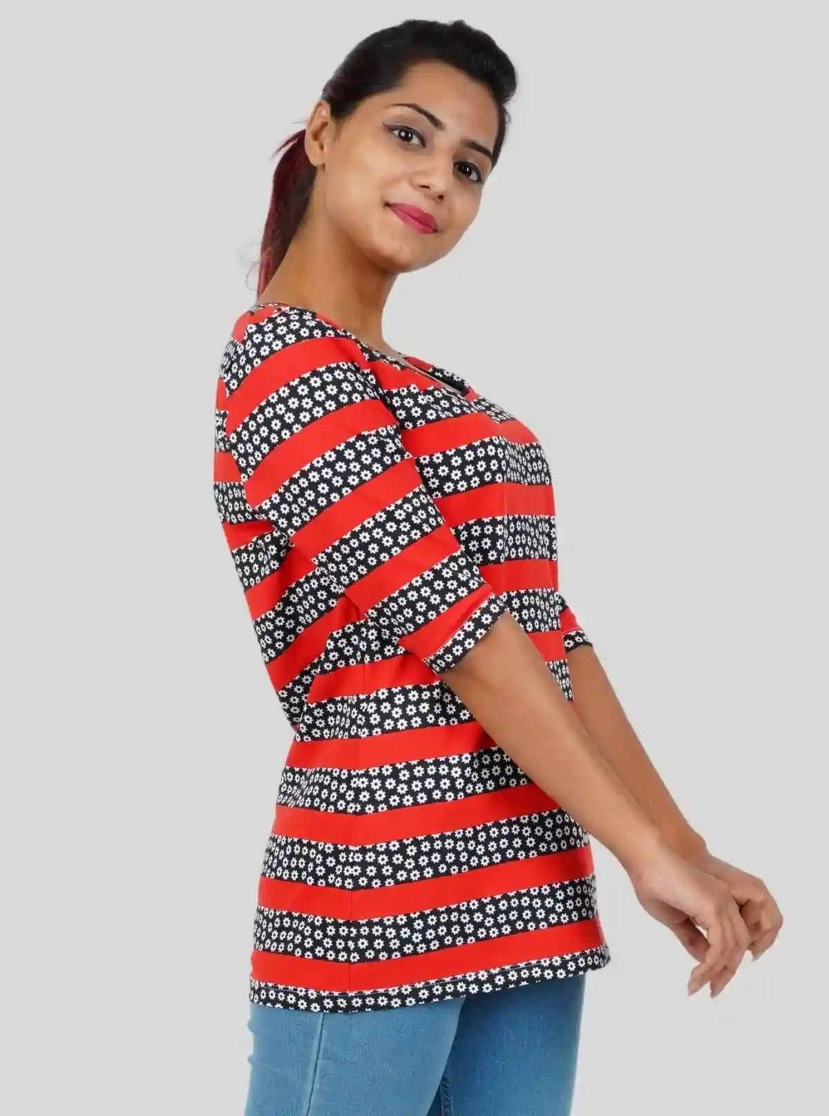 Women's Red Striped Floral Top – Bold, Feminine & Trendy by Boer & Fitch | Buy Online at  Boer and Fitch