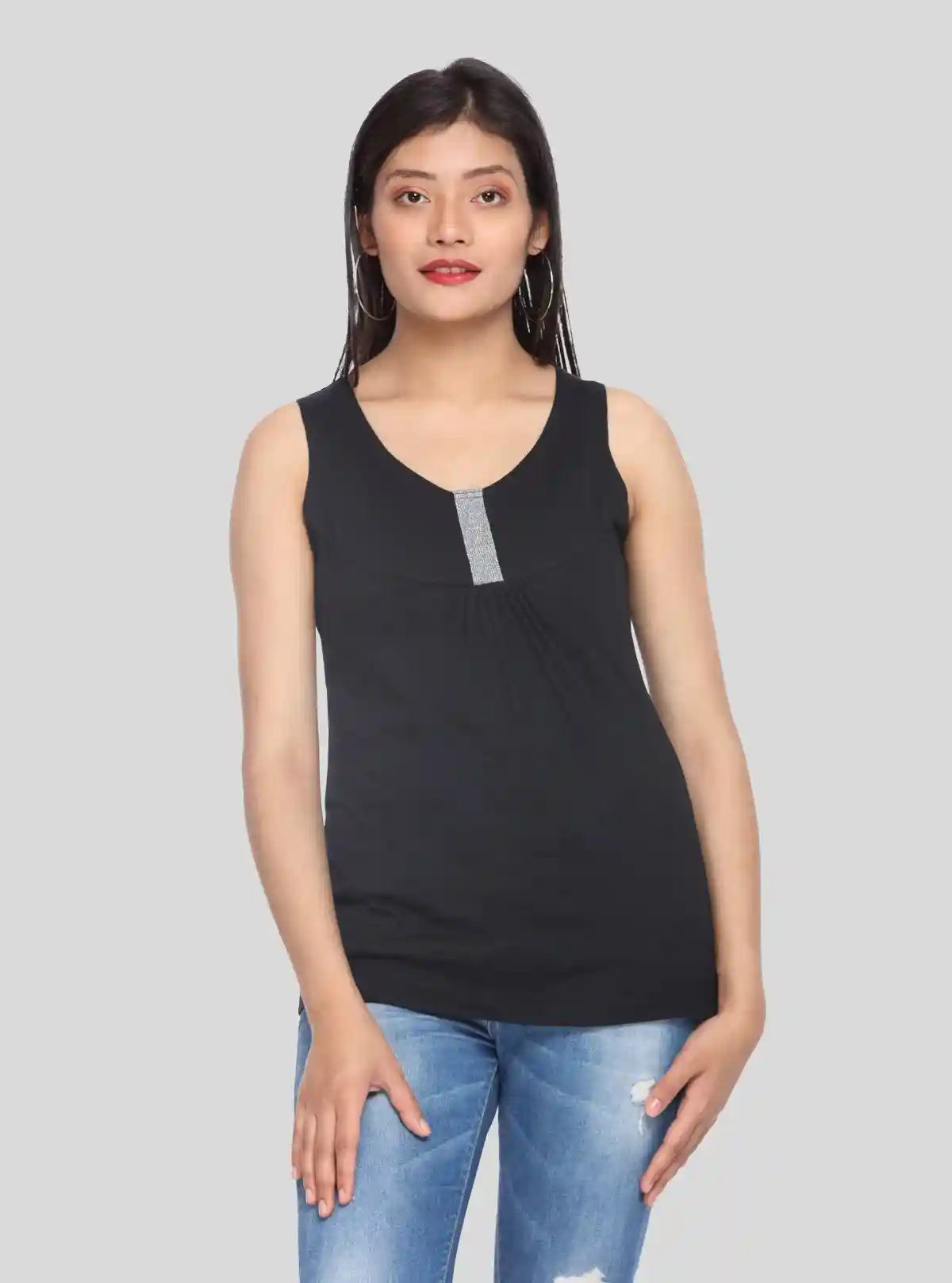 Women’s Sleeveless Black Cotton Jersey Top – Elegant Casual by Boer and Fitch | Buy Online at  Boer and Fitch